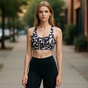 Lululemon Black and White Marbel Energy Training Bra